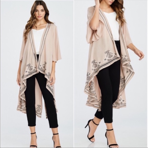 Jackets & Blazers - ❤️ LAST ONE LEFT Taupe Embroidery Kimono Duster